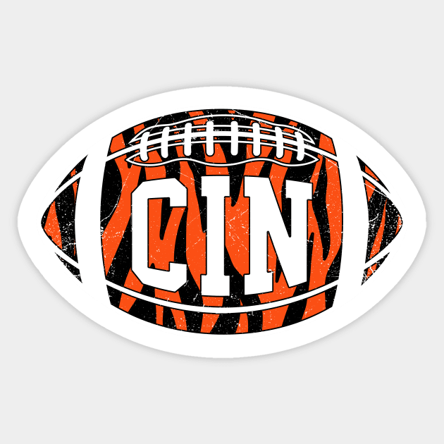 CIN Striped Retro Football - White Sticker by KFig21